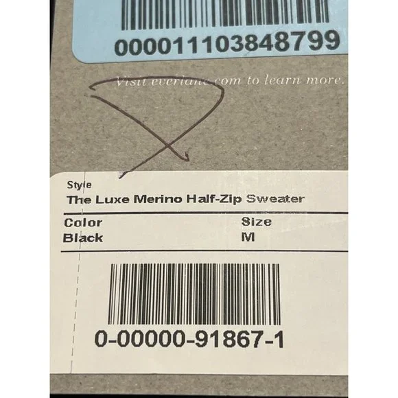 Everlane The Luxe Merino Half-Zip Sweater in Black Medium New Womens Knit Top - Picture 8 of 11